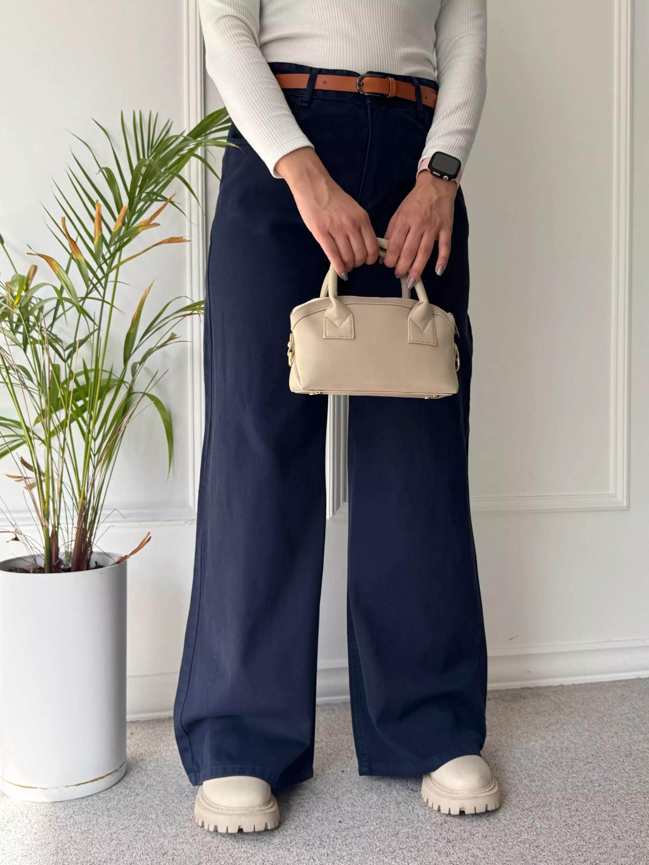 شلوار کتان نیم بگ